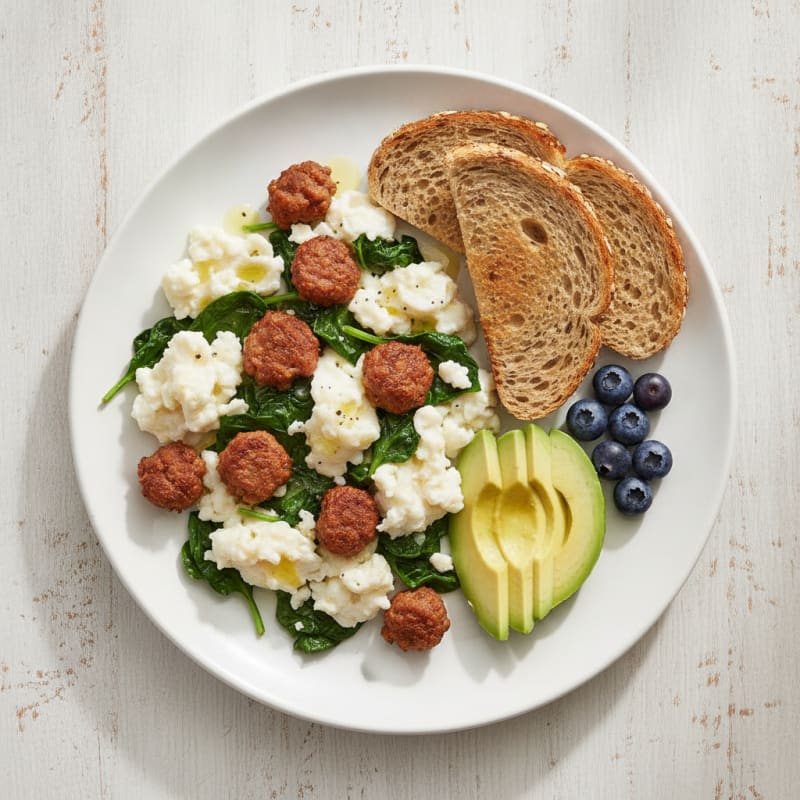 Egg White Scramble with Spinach and Turkey Sausage