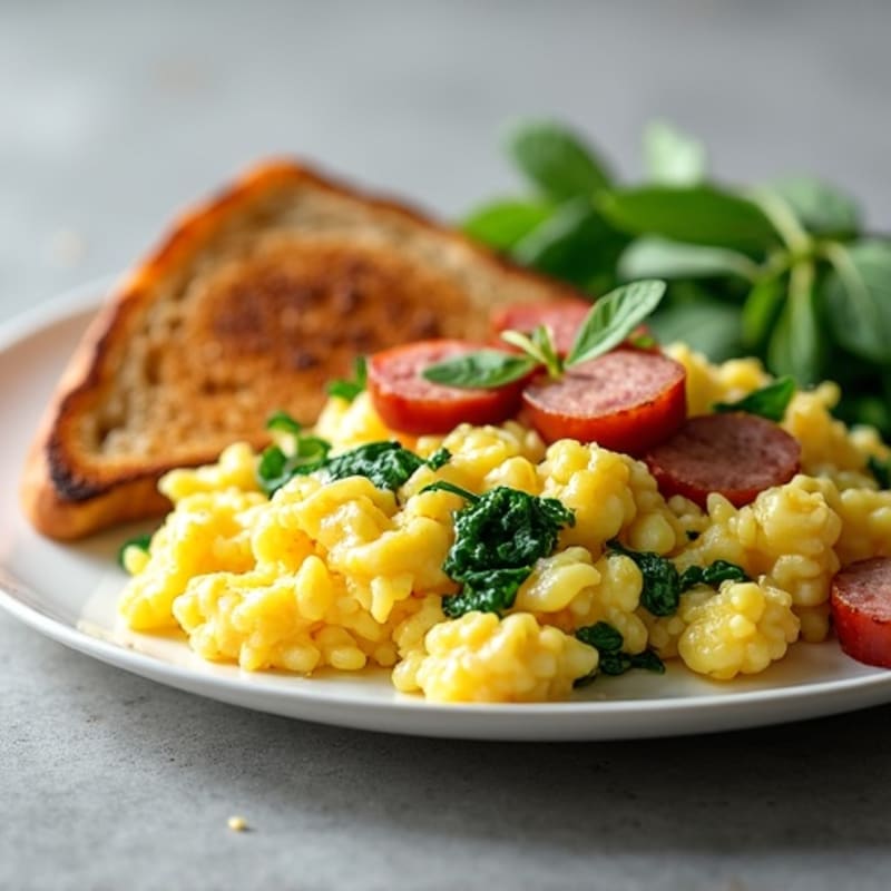 Egg White Scramble with Spinach and Turkey Sausage