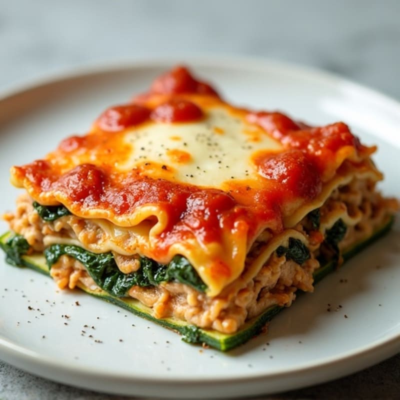 Baked Lean Turkey Lasagna with Creamy Ricotta and Spinach