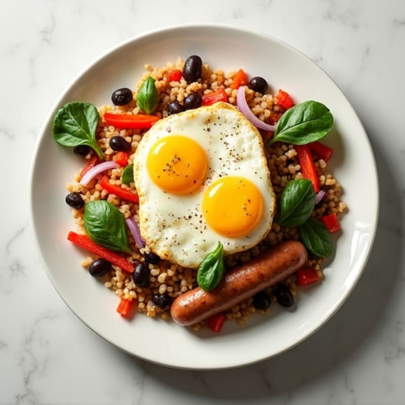 Savory Egg and Brown Rice Hash with Fresh Vegetables
