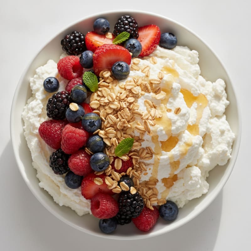 Greek Yogurt Protein Mousse with Mixed Berries