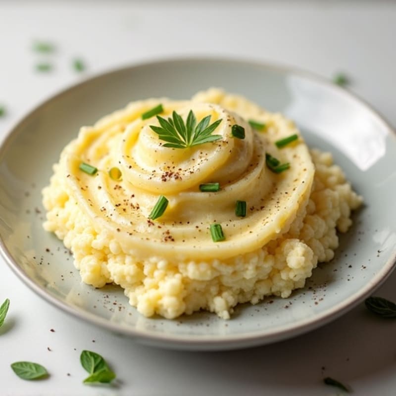 Creamy Cauliflower-Potato Mash with Roasted Garlic