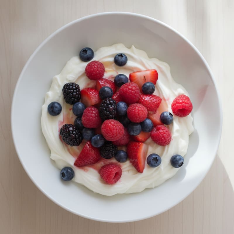Greek Yogurt Protein Pudding with Mixed Berries