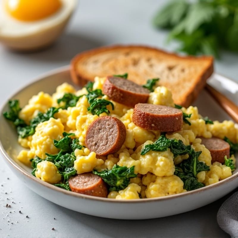 Egg White Scramble with Spinach and Turkey Sausage