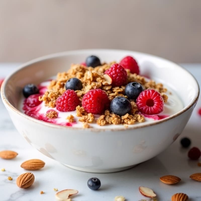 Creamy Greek Yogurt Parfait with Protein Granola and Mixed Berries