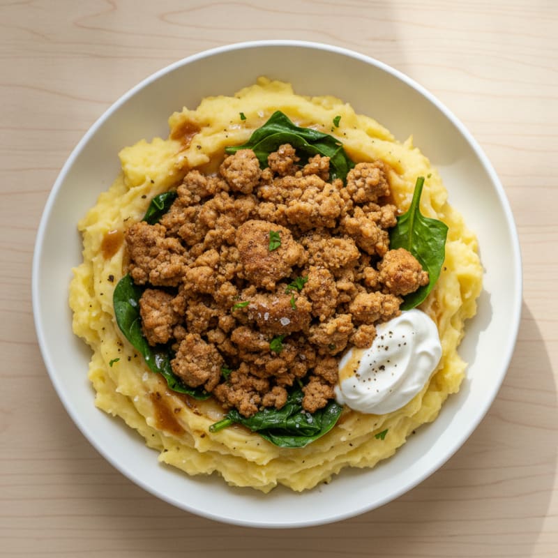 Garlic Herb Buttery Mashed Potato and Turkey Bowl