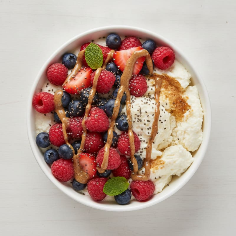 Greek Yogurt Protein Mousse with Mixed Berries