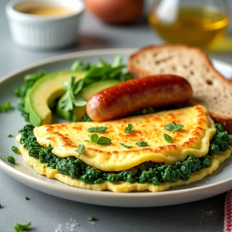 Egg White Spinach Omelette with Turkey Sausage