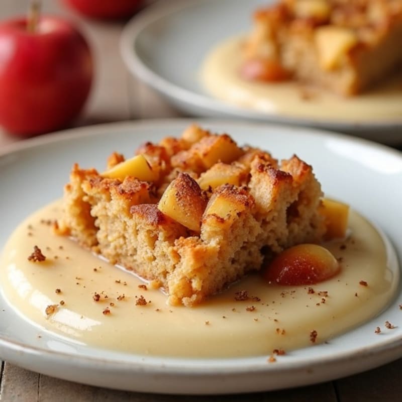Warm Spiced Apple Whole Grain Bread Pudding