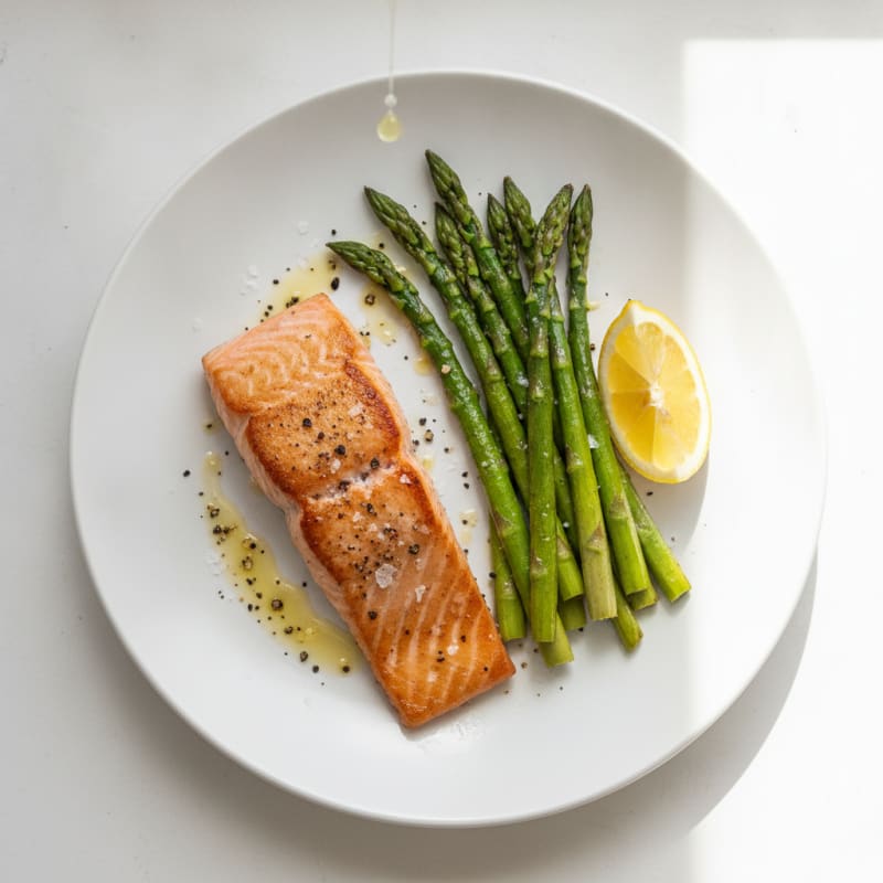Pan-Seared Salmon with Roasted Asparagus