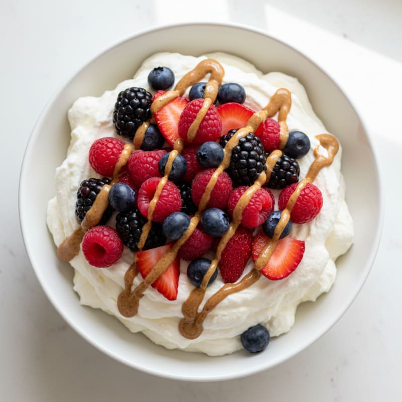 Greek Yogurt Protein Mousse with Mixed Berries