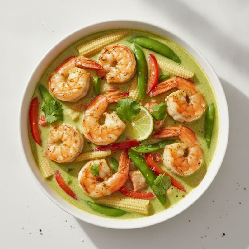 Prawns in Thai Green Curry Broth