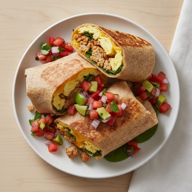 Loaded Breakfast Burrito with Salsa Fresca