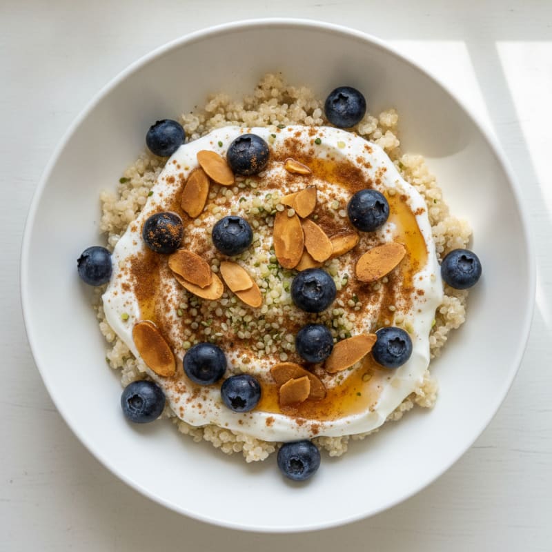 Berry Quinoa Breakfast Bowl with Toasted Nuts
