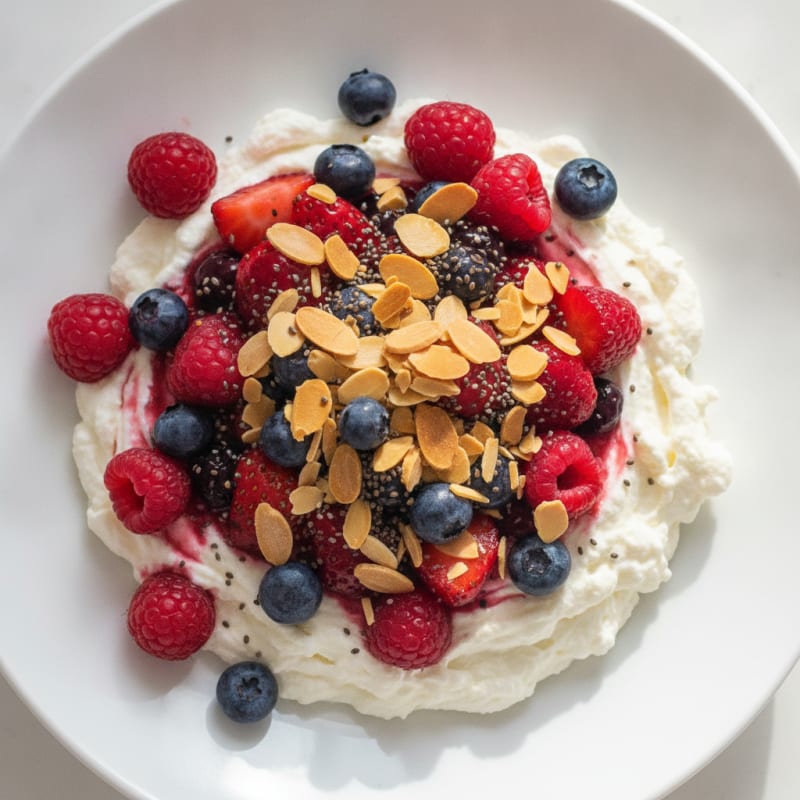 Silky Greek Yogurt Protein Pudding with Mixed Berries