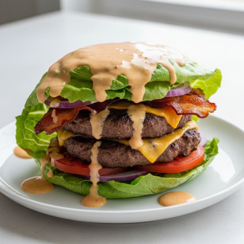 Double Bacon Cheeseburger with Secret Sauce
