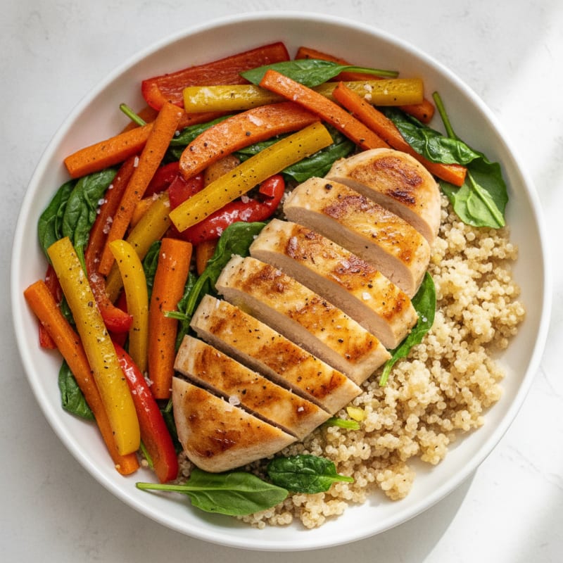 Chicken and Quinoa Power Bowl with Roasted Vegetables