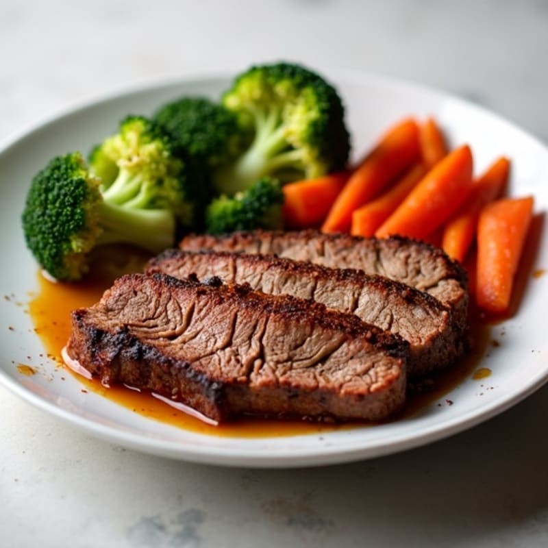 Smoky Dry-Rubbed Slow Cooked Brisket with Veggie Medley