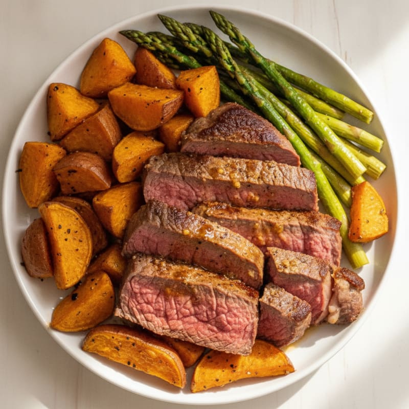 Pan-Seared Steak with Roasted Sweet Potatoes
