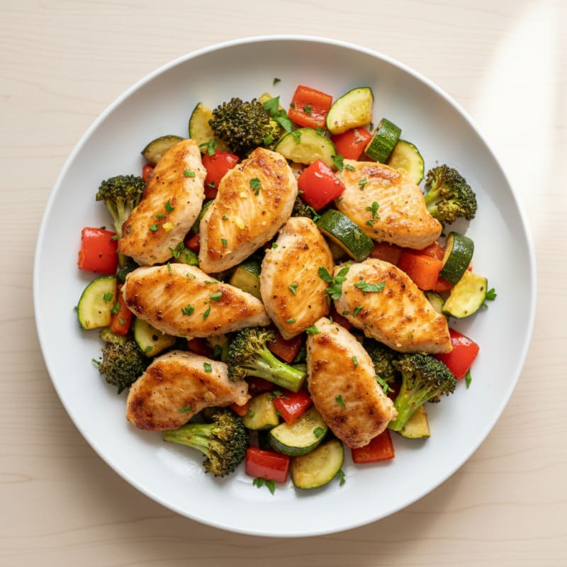 Garlic-Herb Air-Fried Chicken and Veggies