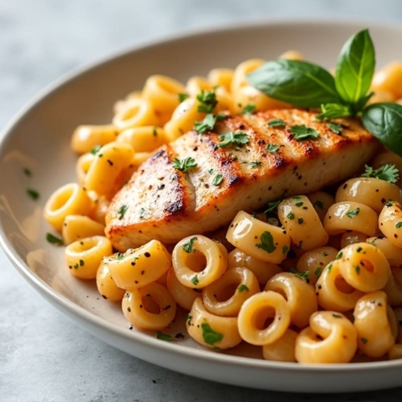 Spicy Garlic Herb Chicken with Creamy Whole Wheat Pasta