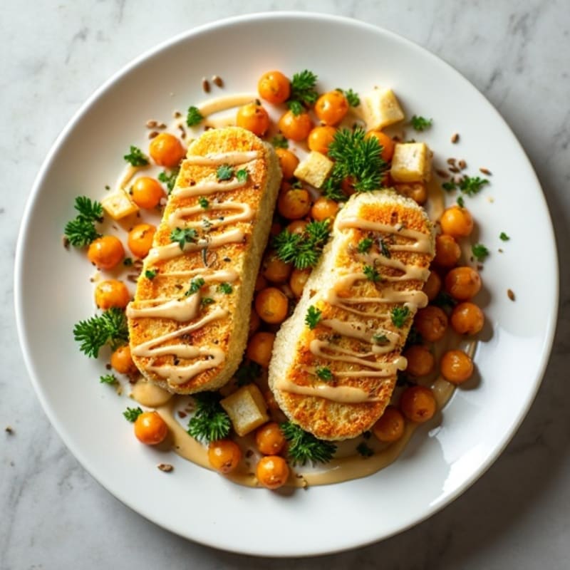 Roasted Cauliflower Steaks with Creamy Tahini Drizzle and Fresh Herbs