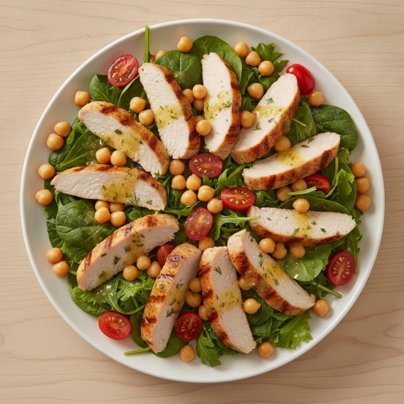 Grilled Turkey Breast Salad with Chickpeas and Cherry Tomatoes