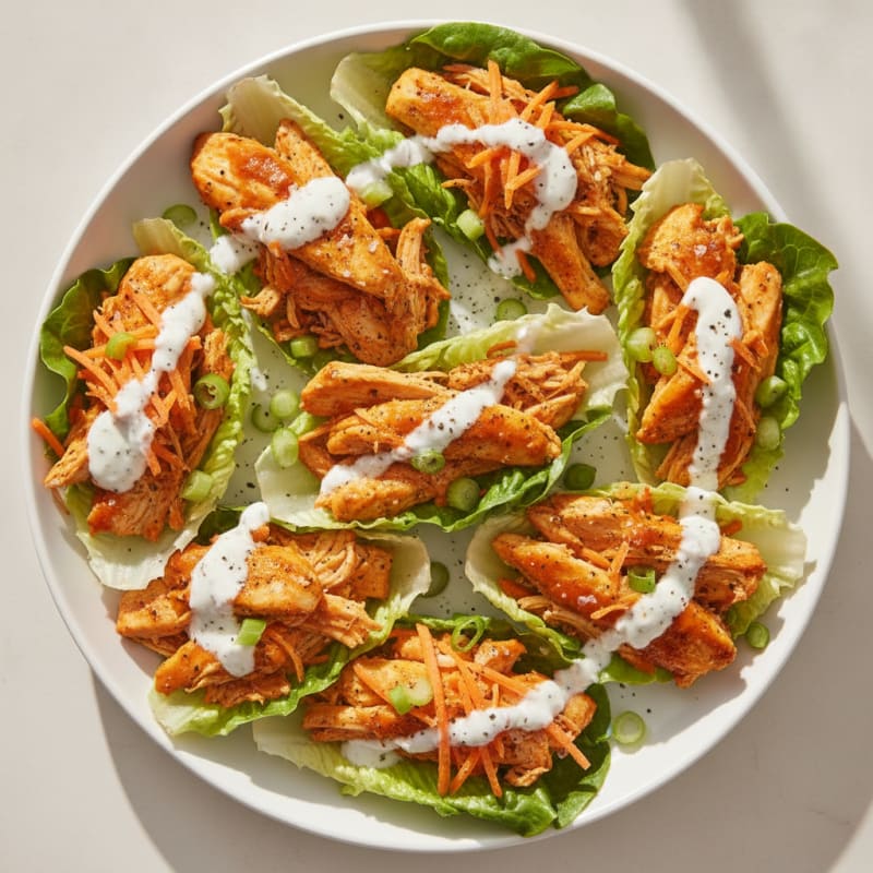 Buffalo Ranch Chicken Lettuce Wraps