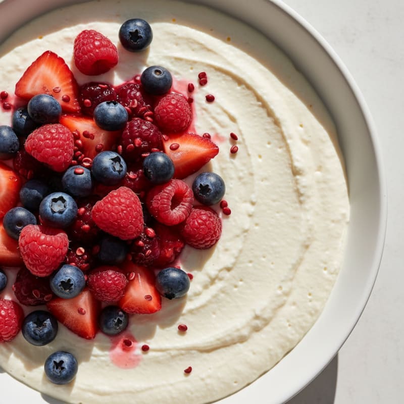 Cottage Cheese Protein Pudding with Mixed Berries