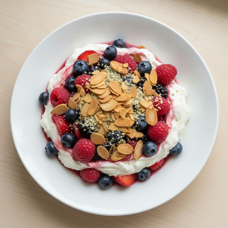 Greek Yogurt Protein Parfait with Mixed Berries