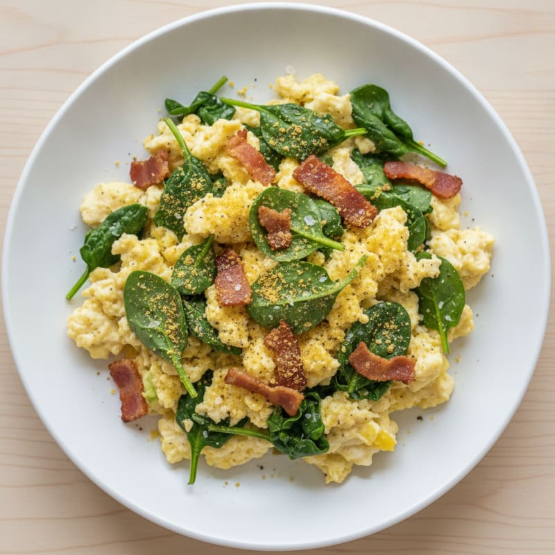 Egg White Scramble with Spinach and Turkey Bacon