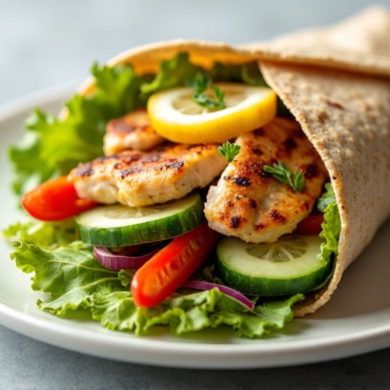 Lemon-Herb Grilled Chicken and Crunchy Veggie Wrap