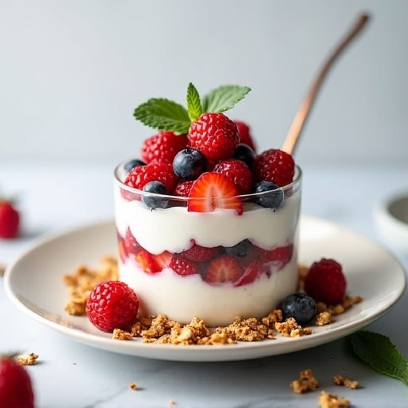 Greek Yogurt Parfait with Mixed Berries and Toasted Almonds