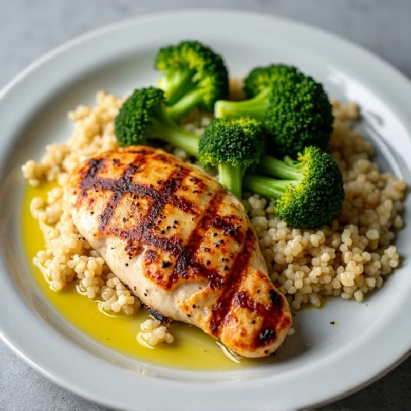 Grilled Chicken Breast with Quinoa and Steamed Broccoli