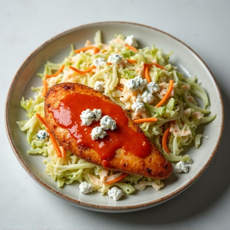 Spicy Buffalo Chicken with Creamy Blue Cheese Slaw