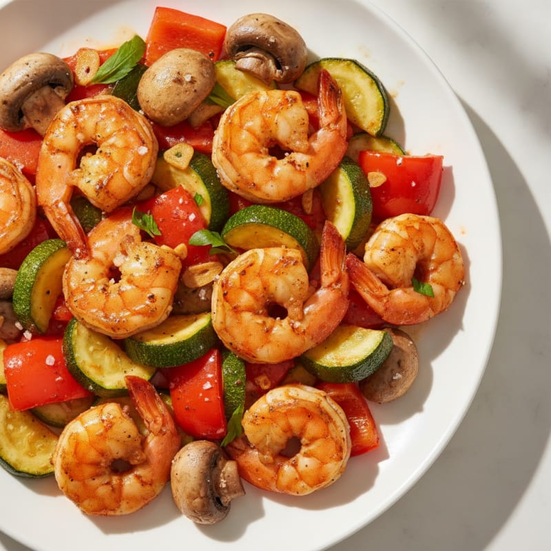 Chili-Garlic Shrimp with Roasted Vegetables