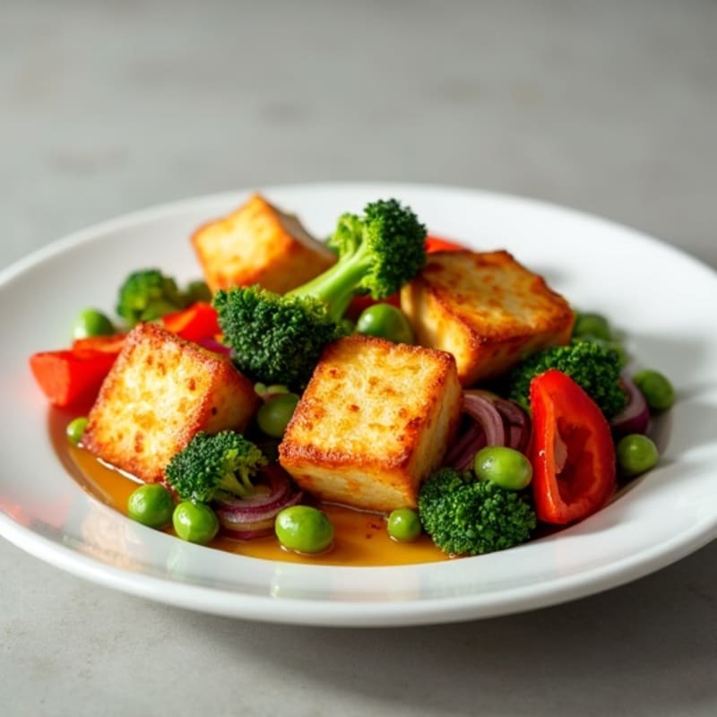 Crispy Baked Tofu with Roasted Vegetables