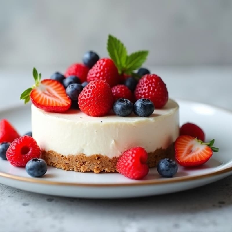 Greek Yogurt Protein Cheesecake with Fresh Berries