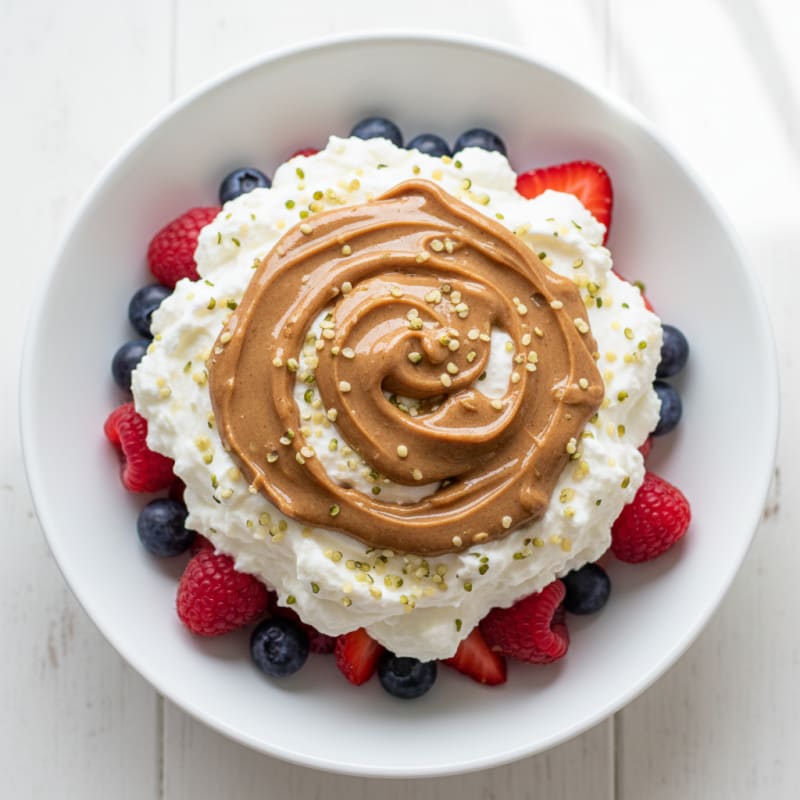 Greek Yogurt Protein Parfait with Mixed Berries and Almond Butter
