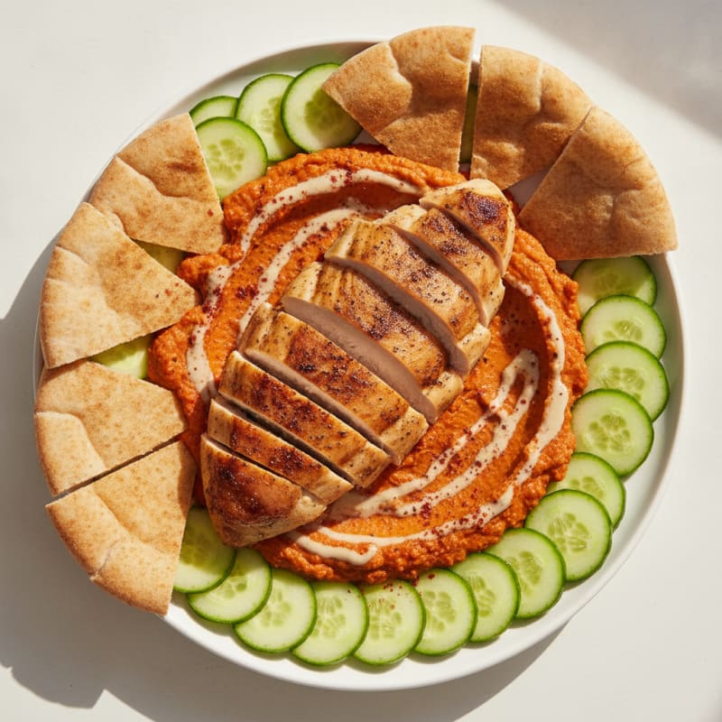 Roasted Red Pepper Hummus with Pita