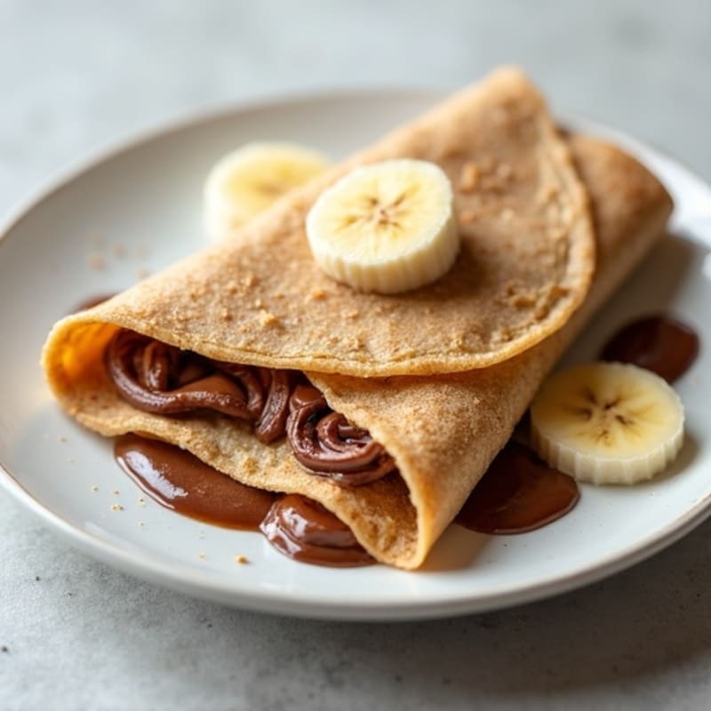 Protein-Packed Whole Wheat Crepes with Creamy Banana Chocolate-Hazelnut Filling