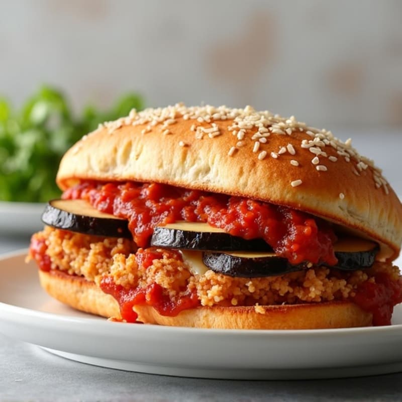 Crispy Baked Eggplant Parmesan Hero