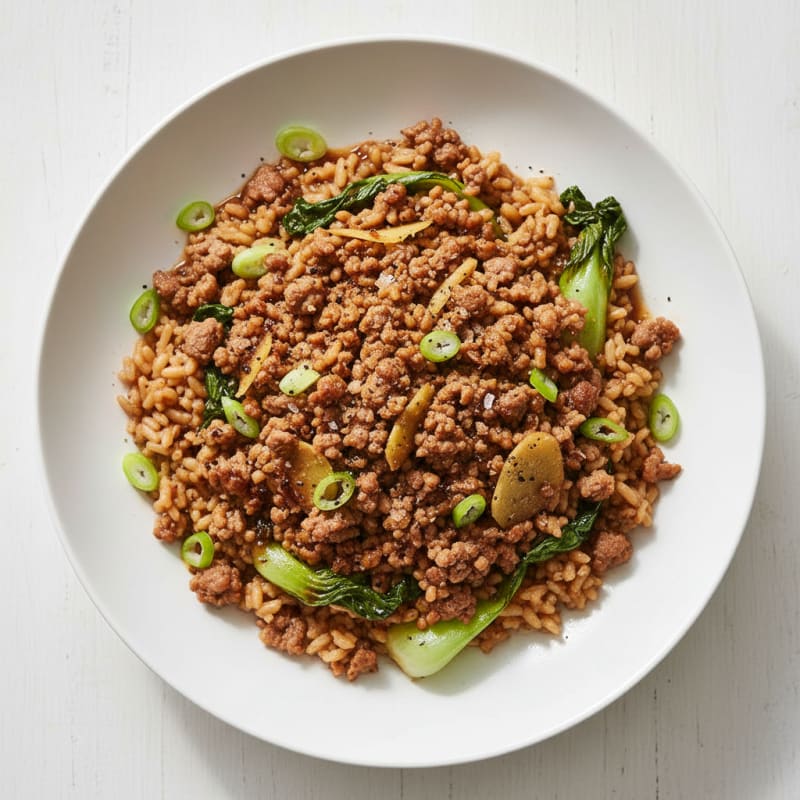 Ginger Ground Beef and Bone Broth Rice Bowl