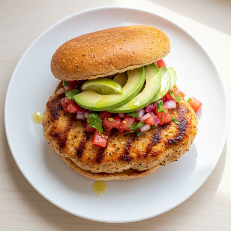 Grilled Chicken Burger with Fresh Tomato Salsa