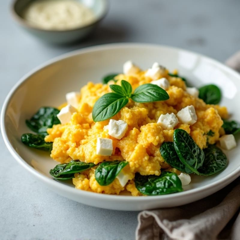 Egg White Spinach Scramble with Low-Fat Feta