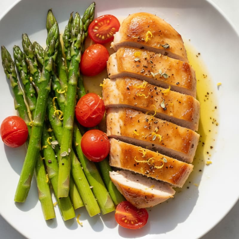Lemon Herb Roasted Chicken with Asparagus