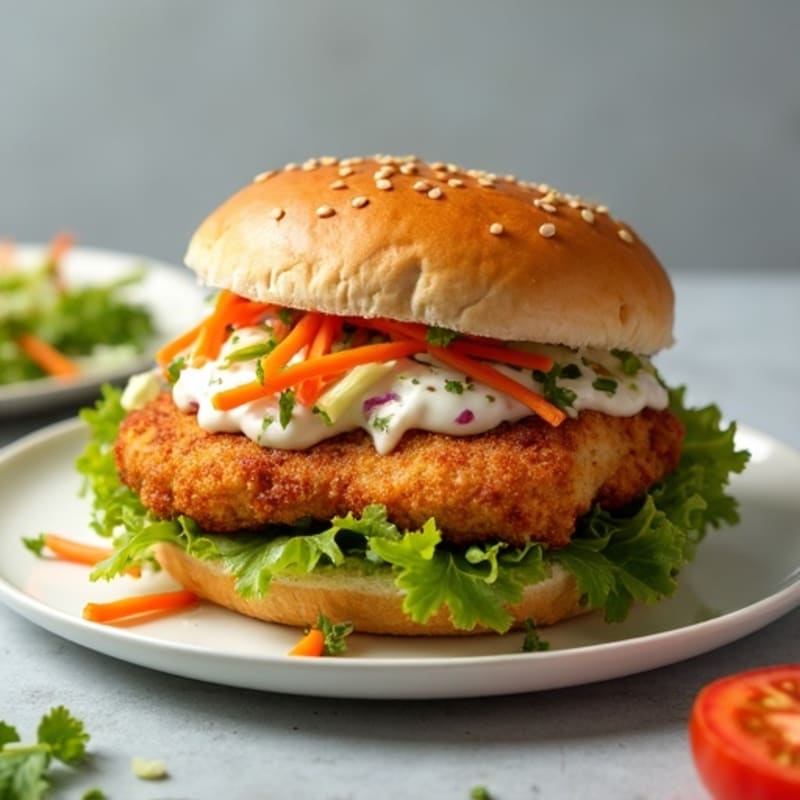 Crispy Air-Fried Chicken Sandwich with Zesty Slaw