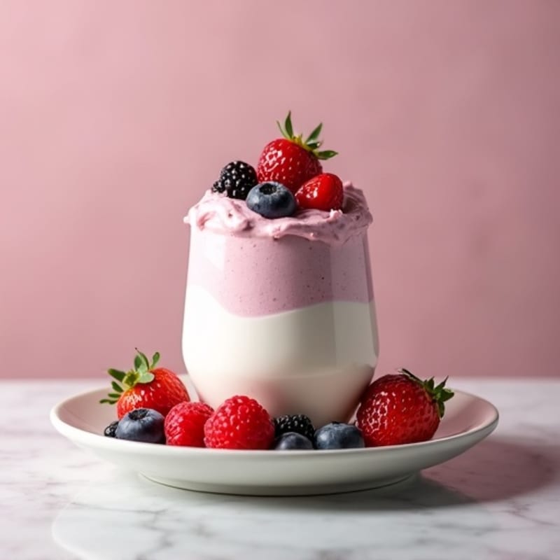 Greek Yogurt Protein Mousse with Mixed Berries