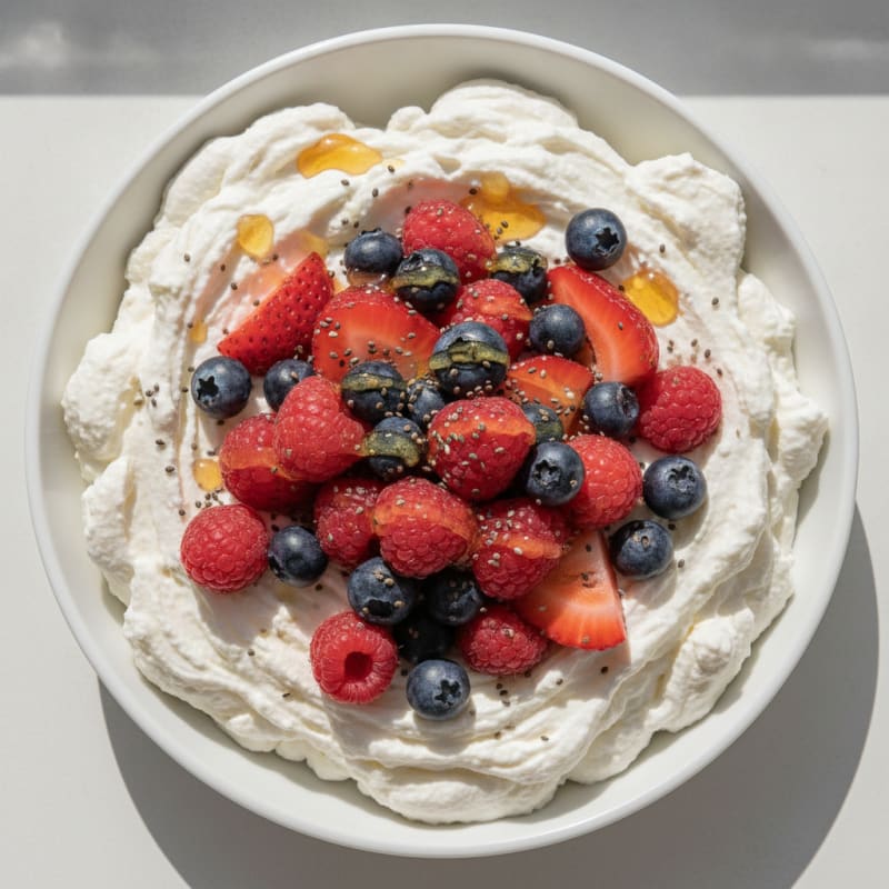Greek Yogurt Protein Mousse with Mixed Berries