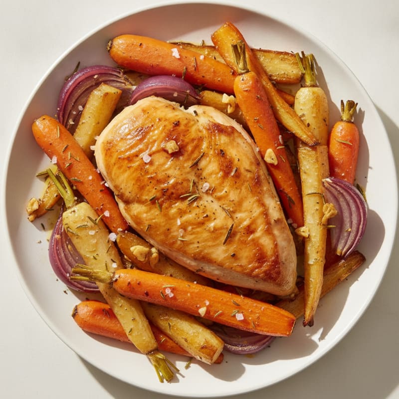 Garlic Herb Roasted Chicken with Root Vegetables